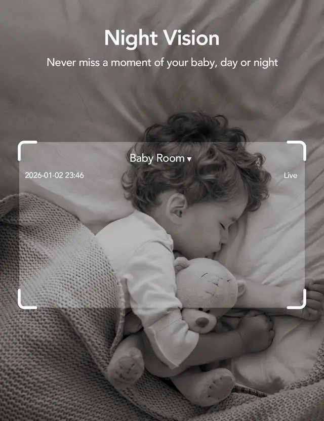 Alt view image 6 of 7 - 2K WiFi Cameras for Home Security, Security Camera Indoor, Baby/Pet Camera with Phone App, 2.4/5GHz, Motion Detector, Night Vision, 2-Way Audio, SD/Cloud Storage, Works with Alexa & Google Home