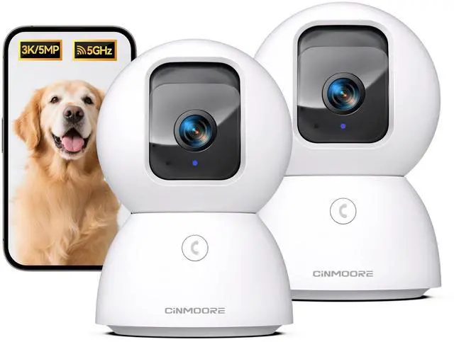 Main image of 5G Security Camera Indoor 2-Pack, No-Monthly-Fee AI Tracking Facial Recognition, 3K Pet/Dog Camera with Speaker/Phone App, PTZ WiFi Baby Monitor Cameras for Home Security, 0-Glow Night Vision
