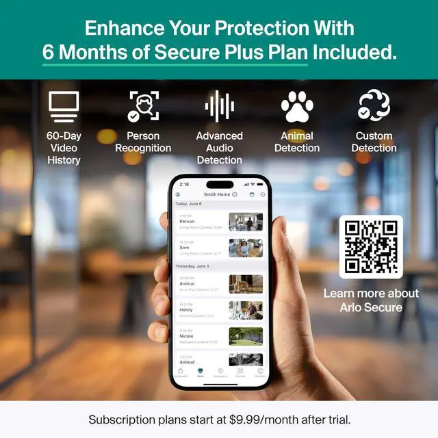 Alt view image 4 of 7 - Essential Indoor Pan Tilt Security Camera 2K (2025 Release) + 6 Months of Secure Plus Plan - Wired Plug-in Power, Person Recognition, Animal Detection, Auto Motion Tracking, 1 Cam, White