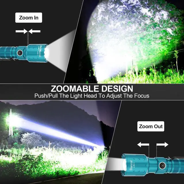 Alt view image 5 of 7 - Flashlights High Lumens Rechargeable, Super Bright Long Range Small Powerful Flashlight, 6 Modes LED Tactical Pocket Waterproof Flash Light for Home Emergency (2, Turquoise)