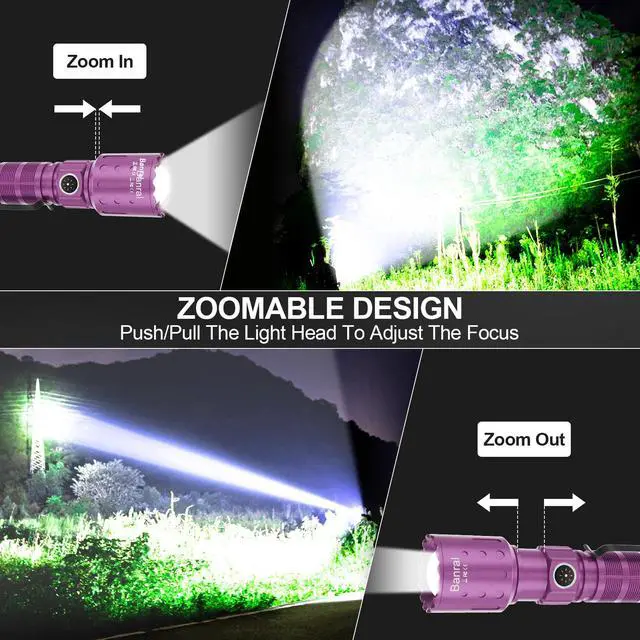 Alt view image 2 of 5 - Flashlights High Lumens Rechargeable, Super Bright Long Range Small Powerful Flashlight, 6 Modes LED Tactical Pocket Waterproof Flash Light for Home Emergency (2, Purple)