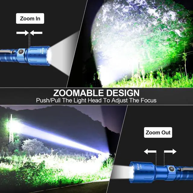 Alt view image 2 of 5 - Flashlights High Lumens Rechargeable, Super Bright Long Range Small Powerful Flashlight, 6 Modes LED Tactical Pocket Waterproof Flash Light for Home Emergency (2, Blue)