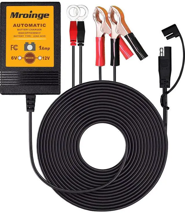 Main image of MBC016, 6V / 12V 1A Fully Automatic Trickle Battery Charger/Maintainer for Automotive Vehicle Motorcycle Lawn Mower ATV RV Powersport Boat, Sealed Deep-Cycle AGM Gel Cell Lead Acid Batteries