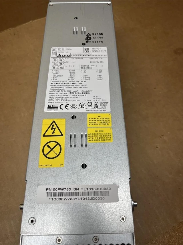 Main image of IBM 00FW753 FC7888 AWF-11DC-1400W 1500W Power Supply S-L4 Delta 11706