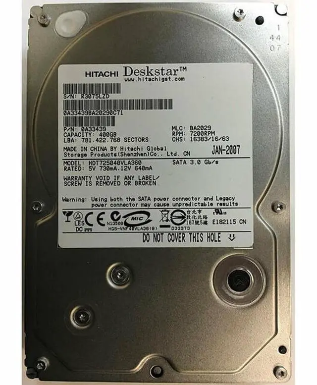 Main image of HITACHI HD 400GB SATA II 7200RPM 3.5