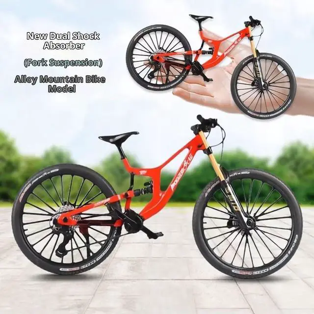 Alt view image 3 of 7 - Generisch Finger Bicycle Model, 1:10 Mountain Bike Model Toy, Finger Mountain Bike Model Ornaments, Miniature Fingers Bike, Mini Bend Bicycle Models (Red)