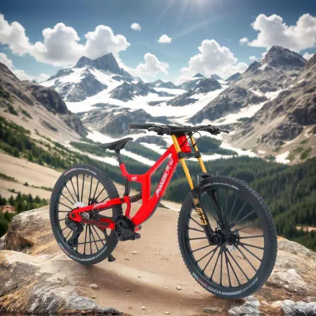 Alt view image 6 of 7 - Generisch Finger Bicycle Model, 1:10 Mountain Bike Model Toy, Finger Mountain Bike Model Ornaments, Miniature Fingers Bike, Mini Bend Bicycle Models (Red)