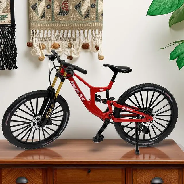 Alt view image 4 of 7 - Generisch Finger Bicycle Model, 1:10 Mountain Bike Model Toy, Finger Mountain Bike Model Ornaments, Miniature Fingers Bike, Mini Bend Bicycle Models (Red)