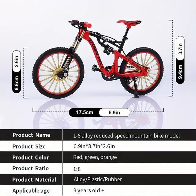 Alt view image 2 of 7 - Alloy Mini Downhill Mountain Bike Toy, Die-cast BMX Finger Bike Model for Collections (red)