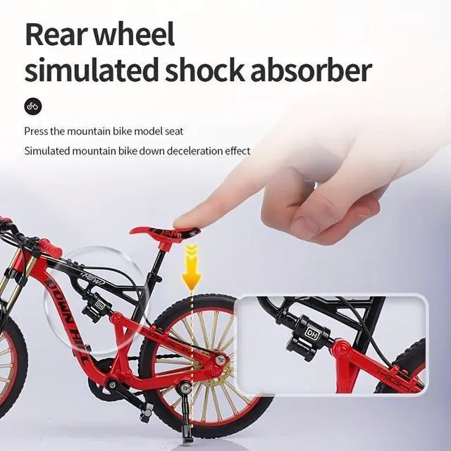 Alt view image 5 of 7 - Alloy Mini Downhill Mountain Bike Toy, Die-cast BMX Finger Bike Model for Collections (red)