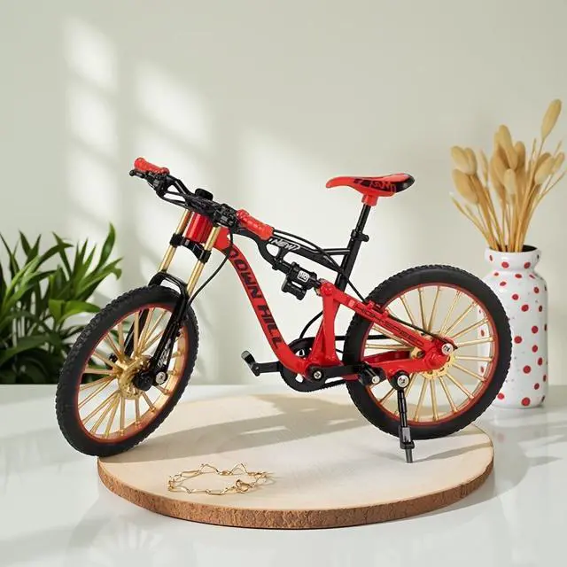 Alt view image 4 of 7 - Alloy Mini Downhill Mountain Bike Toy, Die-cast BMX Finger Bike Model for Collections (red)