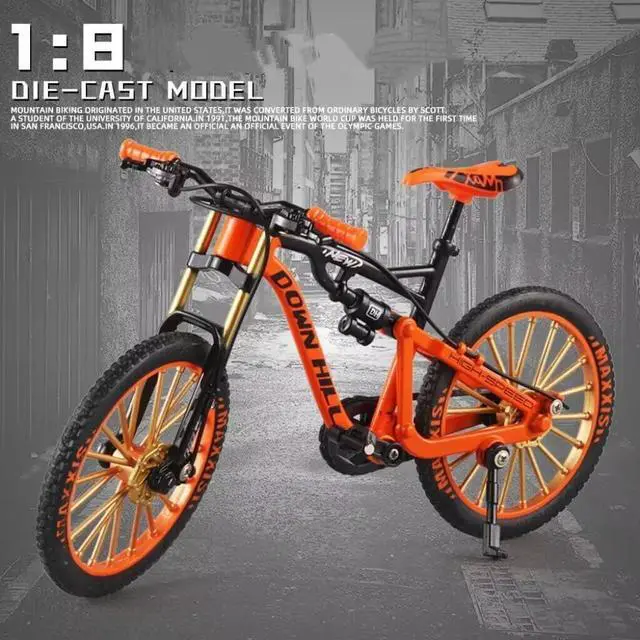 Alt view image 7 of 7 - Alloy Mini Downhill Mountain Bike Toy, Die-cast BMX Finger Bike Model for Collections (red)