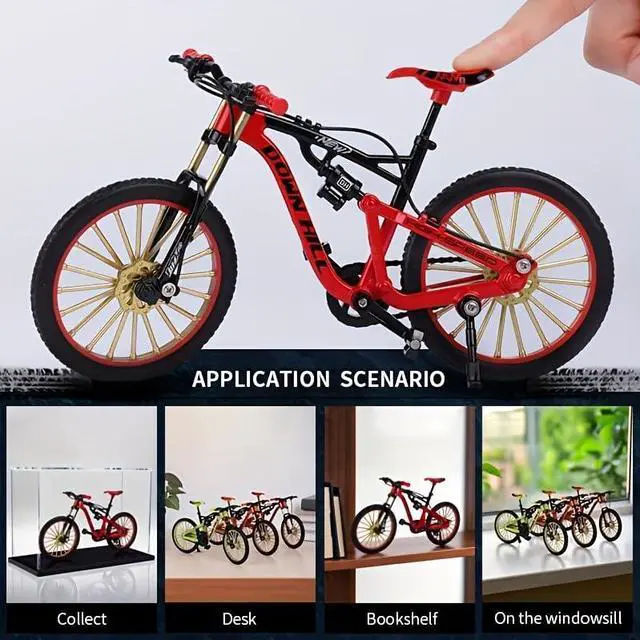 Alt view image 6 of 7 - Alloy Mini Downhill Mountain Bike Toy, Die-cast BMX Finger Bike Model for Collections (red)