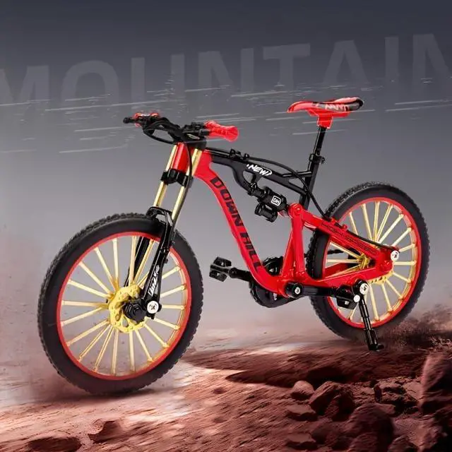 Alt view image 3 of 7 - Alloy Mini Downhill Mountain Bike Toy, Die-cast BMX Finger Bike Model for Collections (red)