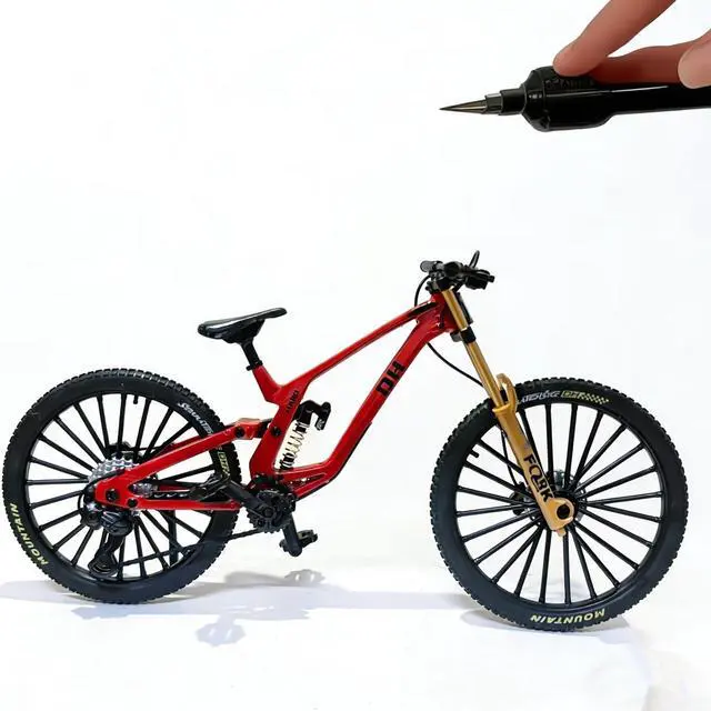 Main image of Générique Miniature Mountain Bike Ornament, Mountain Bike Model with Suspension, Desktop Decoration, Mini Finger Bike, BMX Toys, Finger Mountain Bike, Mini Toy Bike (Red)