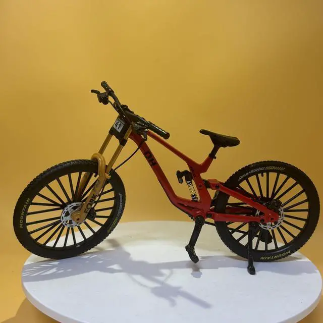 Alt view image 7 of 7 - Générique Miniature Mountain Bike Ornament, Mountain Bike Model with Suspension, Desktop Decoration, Mini Finger Bike, BMX Toys, Finger Mountain Bike, Mini Toy Bike (Red)