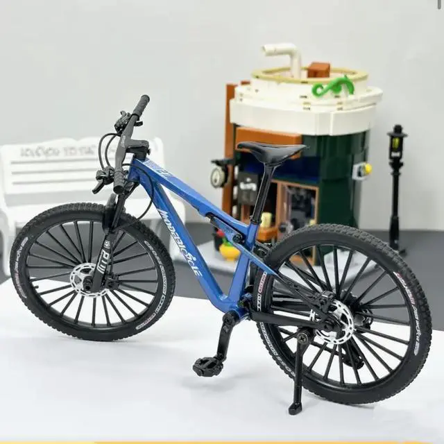 Alt view image 2 of 6 - Generisch Mini Mountain Bike Toy 1:10 Simulated Bike Alloy Finger Mountain Bike Model Ornaments (Blue)
