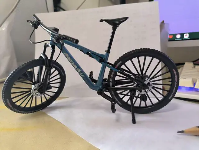 Alt view image 5 of 6 - Generisch Mini Mountain Bike Toy 1:10 Simulated Bike Alloy Finger Mountain Bike Model Ornaments (Blue)