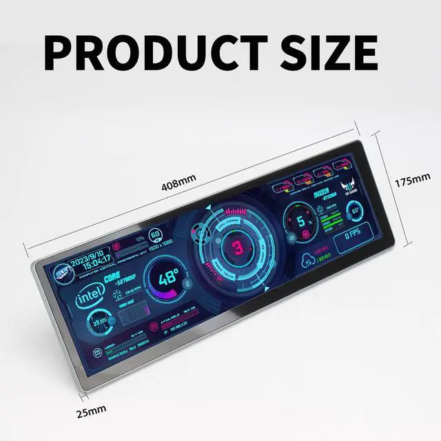 Alt view image 2 of 7 - 14.5 Inch 2.5K Touchscreen Bar Monitor, 2560×720 IPS Portable LCD Screen with 10-Point Touch, 60Hz Refresh Rate, Fully Laminated Cover Plate, CNC Aluminum Alloy Shell Process (Metal casing)