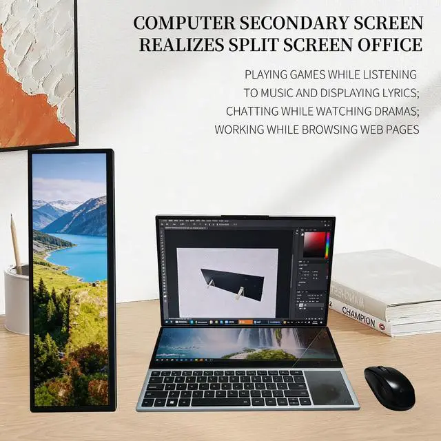 Alt view image 6 of 7 - 14.5 Inch 2.5K Touchscreen Bar Monitor, 2560×720 IPS Portable LCD Screen with 10-Point Touch, 60Hz Refresh Rate, Fully Laminated Cover Plate, CNC Aluminum Alloy Shell Process (Metal casing)