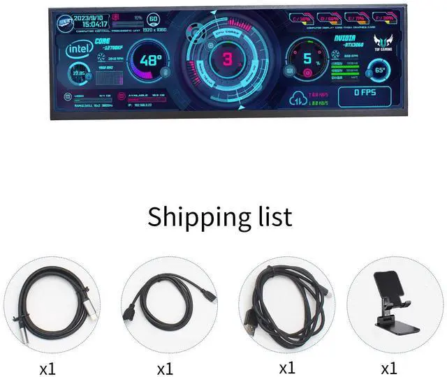 Alt view image 3 of 6 - 14.5Incn 2.5K Touchscrcen BarMontor,2550x720 IPS Portable CD Scrcen wth 10-Point Touch, 60 Rerteshn Rate.350nt Brightiness, USB C Drver Beard Yx25kK Tor DY Game PC (Black Shell)