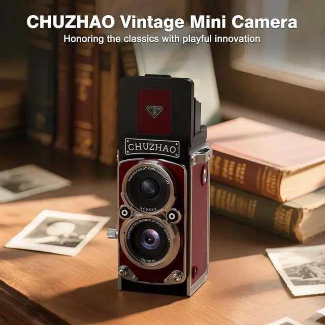 Main image of Picturesky CHUZHAO Vintage Mini Digital Camera, Portable TLR Style Retro Point and Shoot Compact Small Pocket 1080P FHD Video 12MP Autofocus Vlogging Camera with 16 GB Card for Beginners Teens Adults