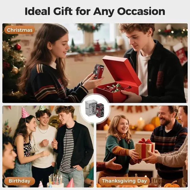 Alt view image 6 of 7 - Picturesky CHUZHAO Vintage Mini Digital Camera, Portable TLR Style Retro Point and Shoot Compact Small Pocket 1080P FHD Video 12MP Autofocus Vlogging Camera with 16 GB Card for Beginners Teens Adults