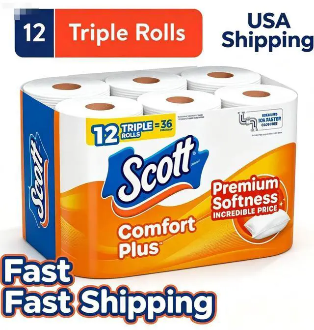 Main image of Scott Comfort Plus Toilet Paper, 12 Triple Rolls