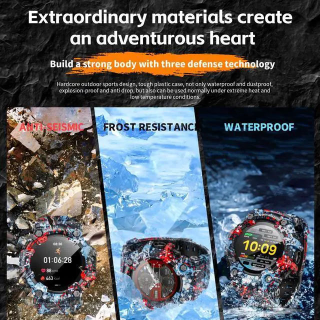 Alt view image 2 of 7 - smartwatch features a 1.32-inch screen, flashlight, compass, Bluetooth calling, 100 sports modes, IP68 water resistance, health monitoring functions, and is compatible with Android and iOS systems