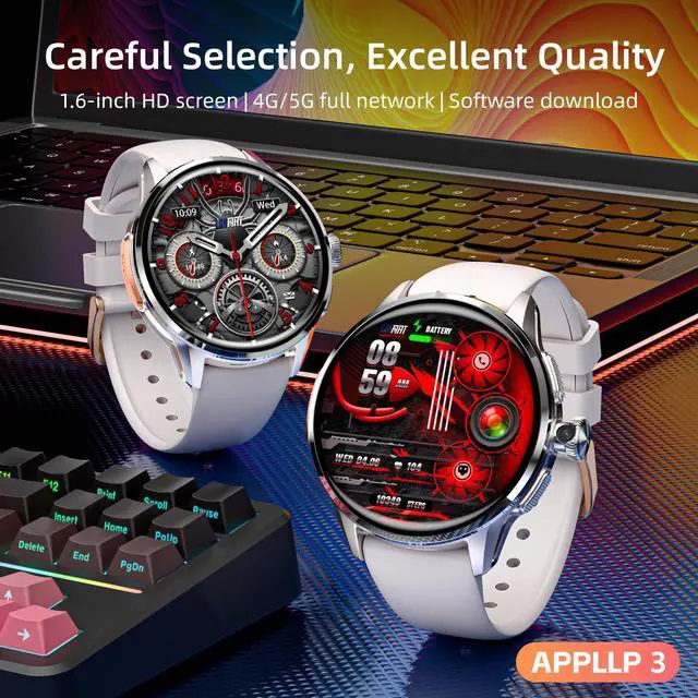 Alt view image 2 of 7 - smartwatch features a 1.6-inch AMOLED HD full touchscreen, a 4G smartwatch/phone fitness tracker with a SIM card slot, WiFi, GPS, and SOS functionality, and a HD 180° rotating camera Silver