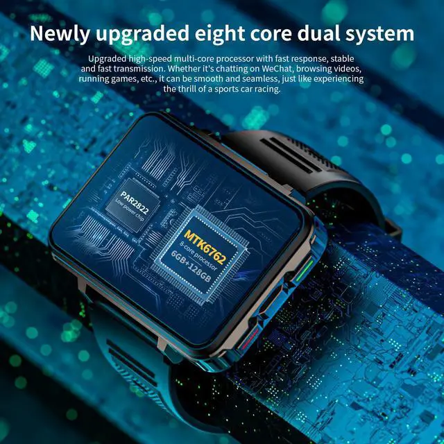 Alt view image 3 of 7 - Men's 4G smartwatch, Android 11 smartwatch, with SIM card slot, fitness, heart rate, and sleep monitoring tracker, full touchscreen, GPS, camera, WiFi + 4G smartwatch, compatible with Android and iOS