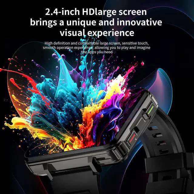 Alt view image 5 of 7 - Men's 4G smartwatch, Android 11 smartwatch, with SIM card slot, fitness, heart rate, and sleep monitoring tracker, full touchscreen, GPS, camera, WiFi + 4G smartwatch, compatible with Android and iOS