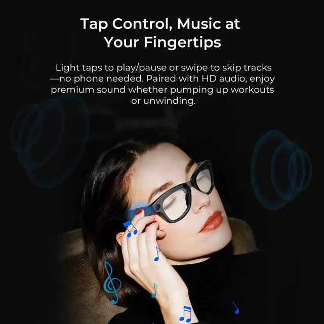 Alt view image 7 of 7 - AI smart glasses with an 8MP camera, real-time translation, object recognition, built-in voice assistant, and WiFi transmission. Suitable for meetings, travel, lectures, recording, and other scenarios