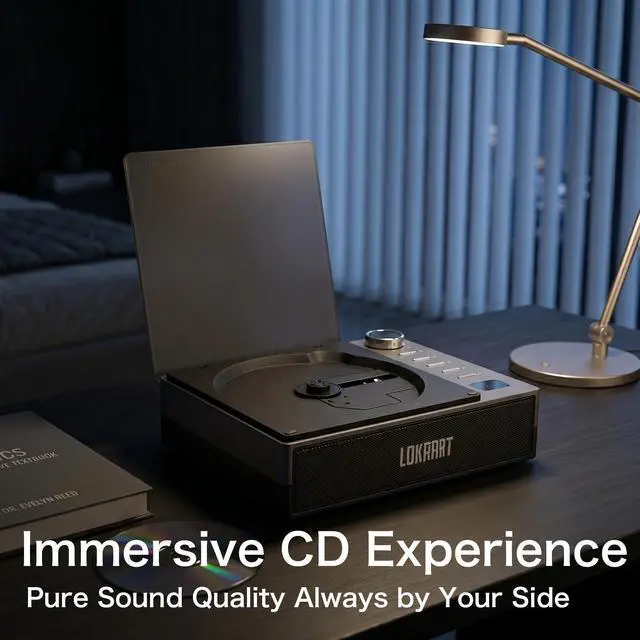 Alt view image 3 of 7 - Portable CD Player/Bluetooth Speaker with AM/FM radio, USB port, AUX input, headphone jack, compatible with CD-R/RW and MP3-CD, stereo sound, with bass, AC/battery powered, can charge mobile phone