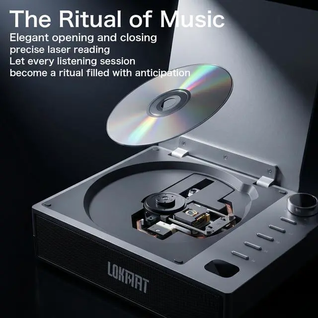 Alt view image 5 of 7 - Portable CD Player/Bluetooth Speaker with AM/FM radio, USB port, AUX input, headphone jack, compatible with CD-R/RW and MP3-CD, stereo sound, with bass, AC/battery powered, can charge mobile phone