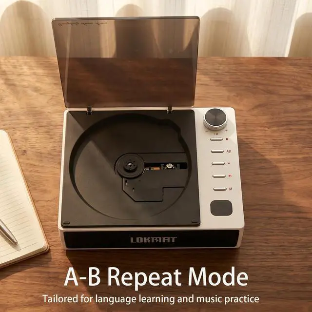 Alt view image 3 of 7 - Portable CD Player/Bluetooth Speaker with AM/FM radio, USB port, AUX input, headphone jack, compatible with CD-R/RW and MP3-CD, stereo sound, with bass, AC/battery powered, can charge mobile phone