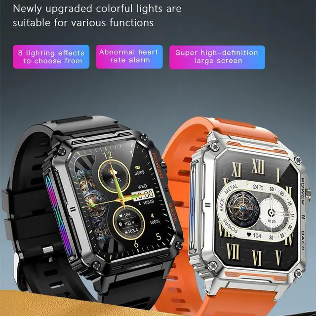 Alt view image 4 of 7 - Military Smart Watch for Men (Answer/Make Calls), Bluetooth Tactical Smartwatch for Android and iPhone, Waterproof Rugged Fitness Tracker with Blood Pressure/Heart Rate/SpO2/Sleep, (Black) Gold