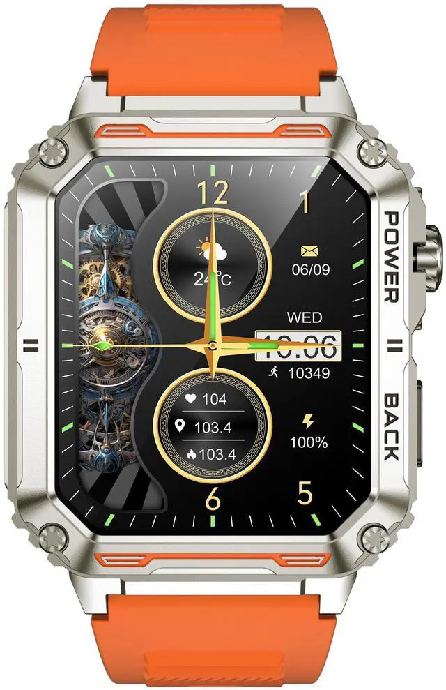 Main image of Military Smart Watch for Men (Answer/Make Calls), Bluetooth Tactical Smartwatch for Android and iPhone, Waterproof Rugged Fitness Tracker with Blood Pressure/Heart Rate/SpO2/Sleep, (Black) Gold
