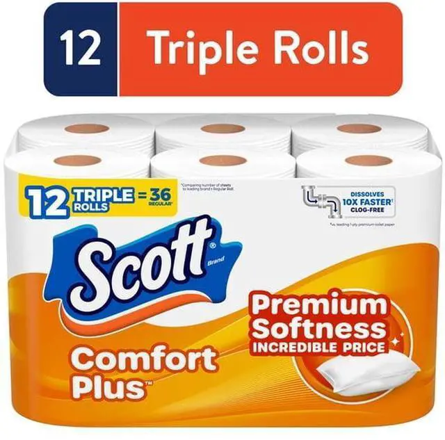 Alt view image 5 of 6 - Scott Comfort Plus Toilet Paper, 12 Triple Rolls