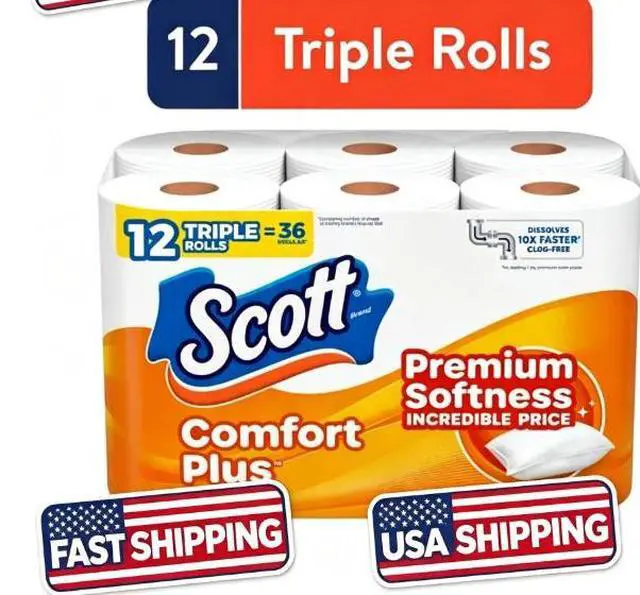 Main image of Scott Comfort Plus Toilet Paper, 12 Triple Rolls