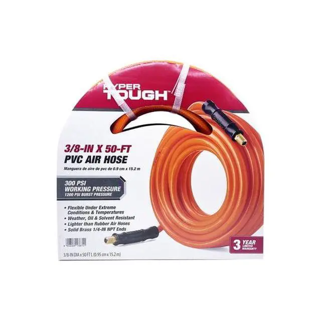 Alt view image 2 of 6 - Hyper Tough 3/8\" x 50\" PVC Air Hose With 1/4 Inch NPT Hose Threads - Most Lightest & Dependable Hose