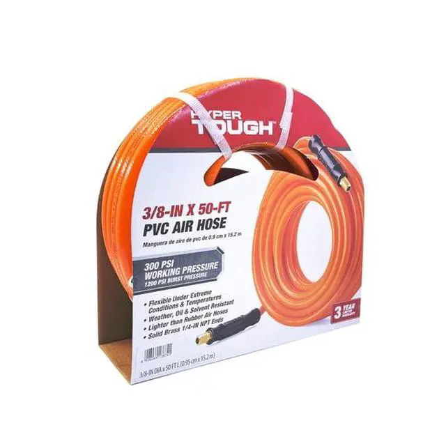 Alt view image 6 of 6 - Hyper Tough 3/8\" x 50\" PVC Air Hose With 1/4 Inch NPT Hose Threads - Most Lightest & Dependable Hose