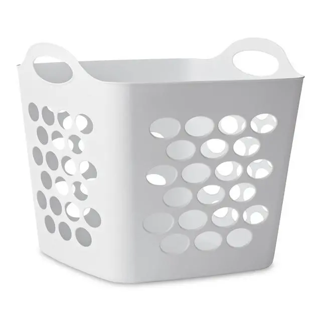 Alt view image 6 of 6 - (4 pack) Mainstays Square Flexible Laundry Hamper with Handles, White Plastic