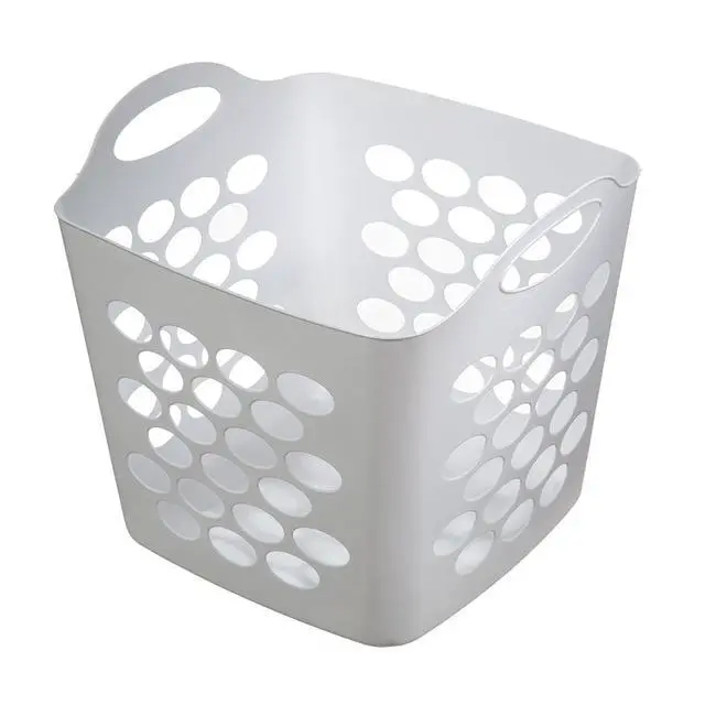 Alt view image 3 of 6 - (4 pack) Mainstays Square Flexible Laundry Hamper with Handles, White Plastic