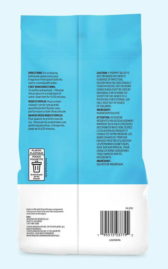 Alt view image 5 of 6 - Essentials Epsom Salt Soak, Magnesium Sulfate USP, 3lb, 1-Pack