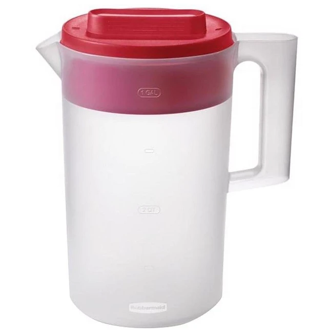 Main image of Rubbermaid Simply Pour Clear/Red Plastic Pitcher, 1 gal, for Family Beverage Service, Practical Choice for Everyday Beverage Serving