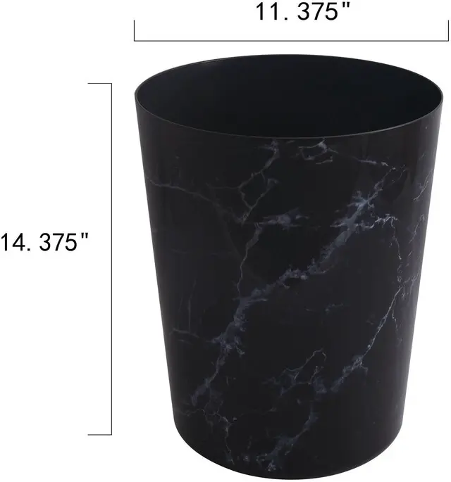 Alt view image 6 of 6 - Mainstays 5 Gallon Small Plastic Bathroom Trash Can No Lid Garbage Bin Black Marble