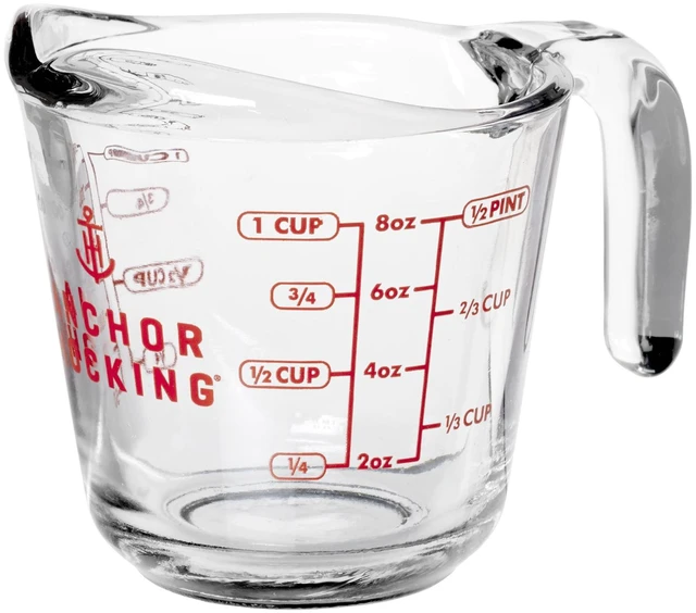 Alt view image 4 of 6 - Anchor Hocking 1-Cup Glass Measuring Cup with Easy-Grip Handle and Spout (2 Pack)
