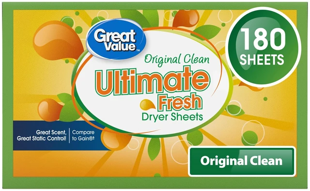 Main image of Great Value Ultimate Fresh Dryer Sheets, 180 Count, Original Clean, Compare to Gain