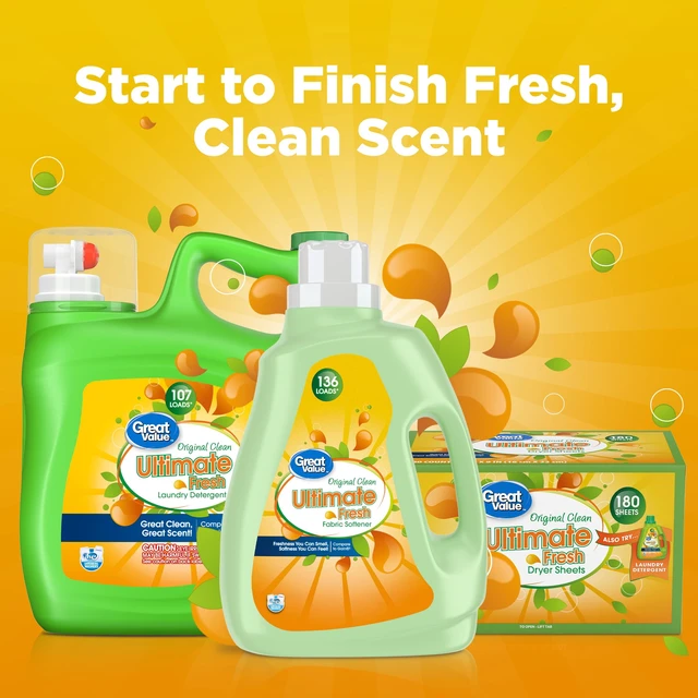 Alt view image 2 of 6 - Great Value Ultimate Fresh Dryer Sheets, 180 Count, Original Clean, Compare to Gain